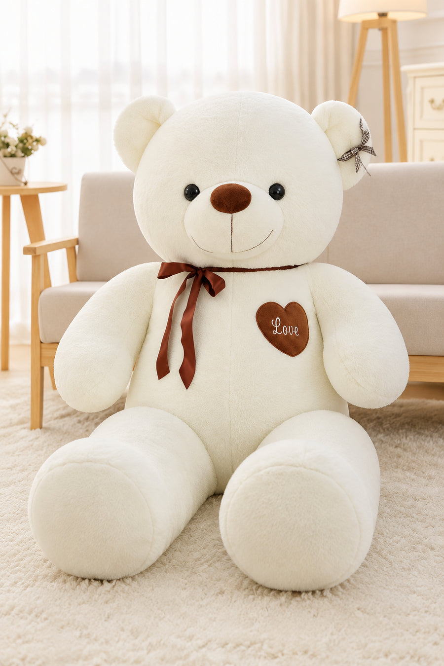 Ours en Peluche Géant XXL - Un Compagnon Câlin de 1 Mètre au Grand Cœur