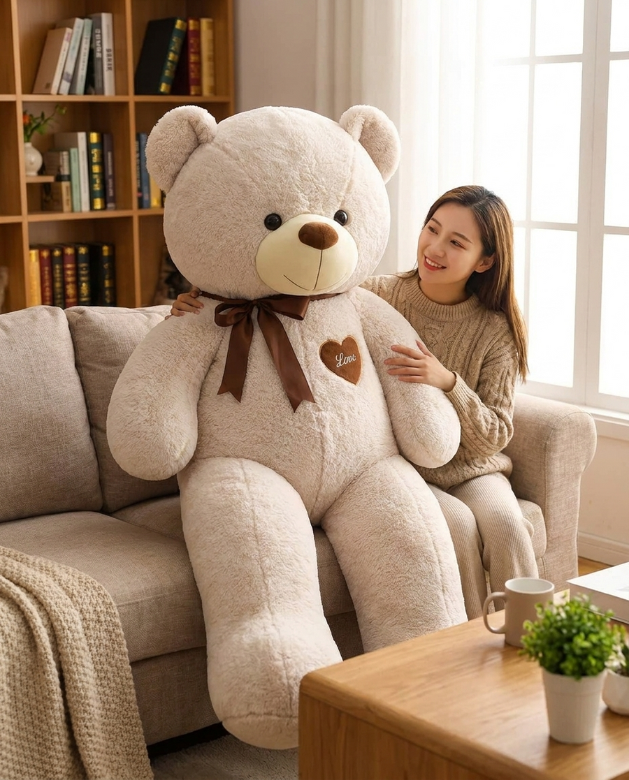 Ours en Peluche Géant XXL - Un Compagnon Câlin de 1 Mètre au Grand Cœur