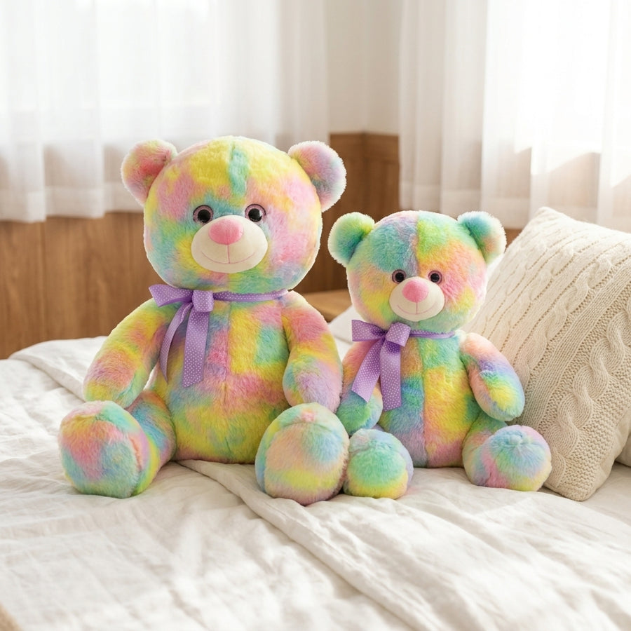 Ourson En Peluche Arc-En-Ciel Kawaii : Un Compagnon Doux et Coloré pour Tous