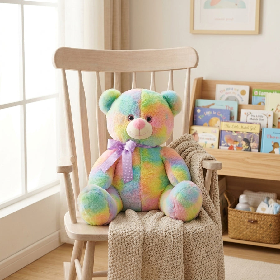Ourson En Peluche Arc-En-Ciel Kawaii : Un Compagnon Doux et Coloré pour Tous