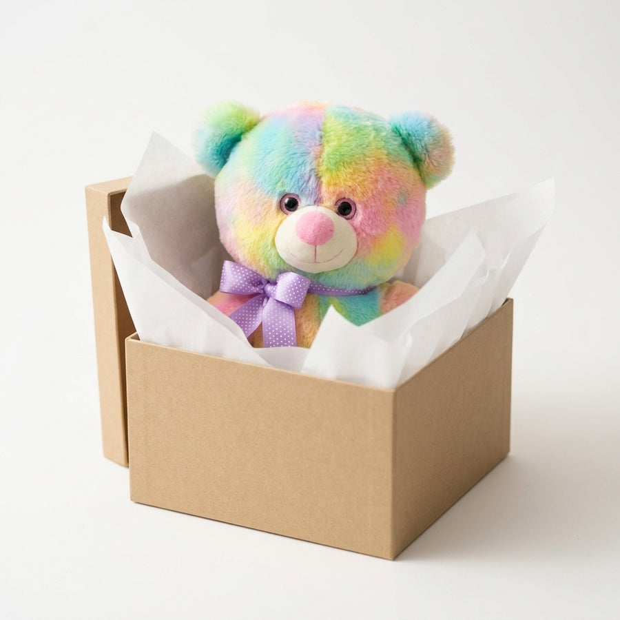 Ourson En Peluche Arc-En-Ciel Kawaii : Un Compagnon Doux et Coloré pour Tous
