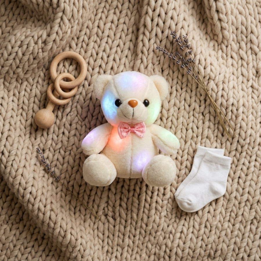 Ourson En Peluche Veilleuse : Douceur et Magie Multicolore pour Bébé